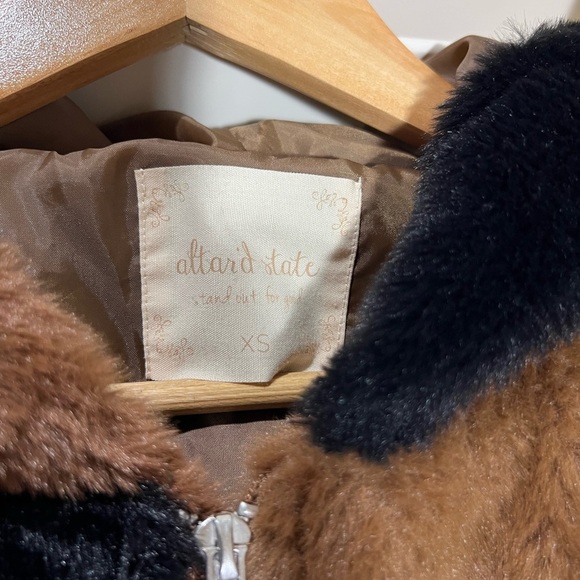 Altar'd State Patchwork Faux Fur Jacket - Black and Brown - Picture 2 of 4